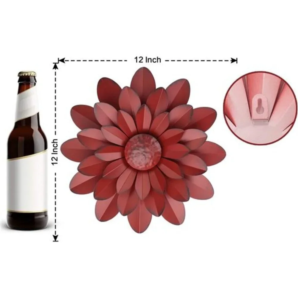 Coral Multiple Layer Metal Flower Wall Art Decor Hanging For Indoor